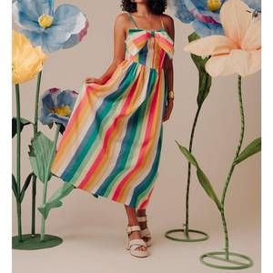 NEW LOVE THE LABEL stripe bow dress in multi stripe